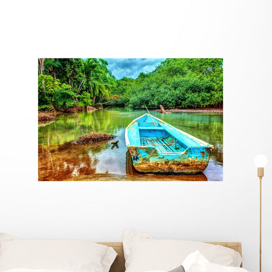 Old Boat Tropical River Wall Decal