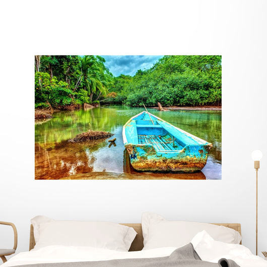 Old Boat Tropical River Wall Decal