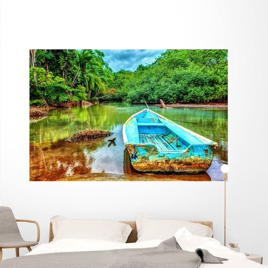 Old Boat Tropical River Wall Decal