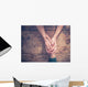 Man and woman holding hands at a table Wall Mural