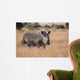 Lone rhino standing on open area looking for safety from poacher Wall Mural