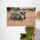Lone rhino standing on open area looking for safety from poacher Wall Mural