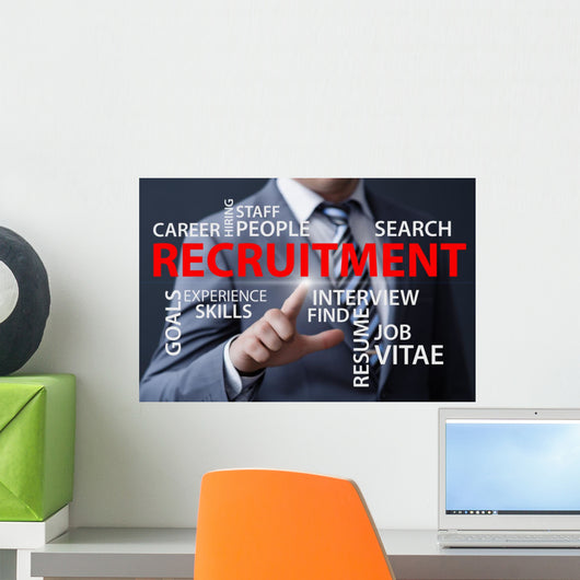 Businessman Pressing Button Virtual Wall Decal