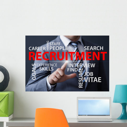 Businessman Pressing Button Virtual Wall Decal