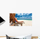 Woman Beach Holding Sunglasses Wall Decal