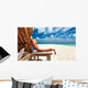 Woman Beach Holding Sunglasses Wall Decal