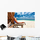 Woman Beach Holding Sunglasses Wall Decal
