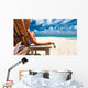 Woman Beach Holding Sunglasses Wall Decal