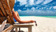 Woman Beach Holding Sunglasses Wall Decal