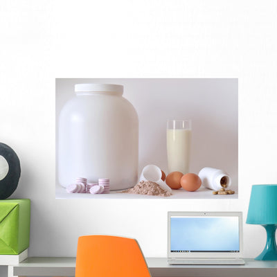 Big Jar Protein Powder Wall Decal shown on a wall
