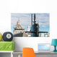 Naval fleet. Submarine and warships with guns. Wall Mural