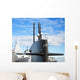 Naval fleet. Submarine and warships with guns. Wall Mural
