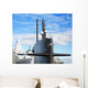 Naval fleet. Submarine and warships with guns. Wall Mural