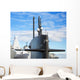Naval fleet. Submarine and warships with guns. Wall Mural