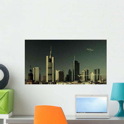Frankfurt Skyline Wall Mural shown on a wall