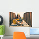 Woman Playing Guitar Beach Wall Decal