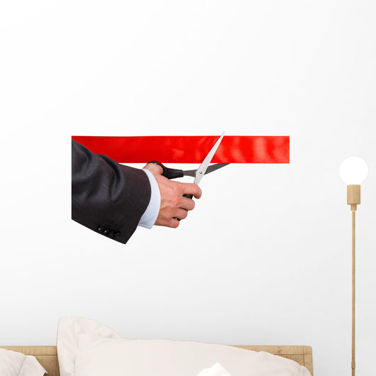 Businessman Suit Cutting Red Wall Decal