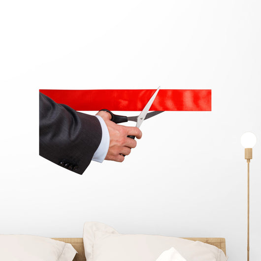Businessman Suit Cutting Red Wall Decal