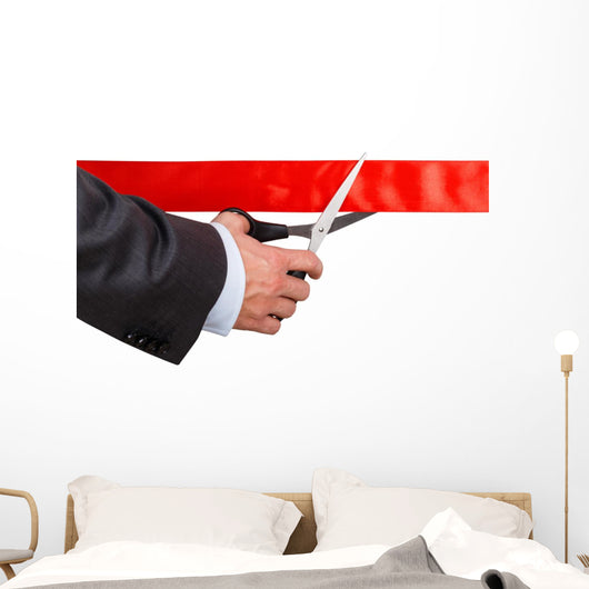 Businessman Suit Cutting Red Wall Decal