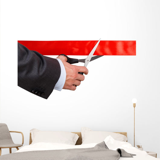 Businessman Suit Cutting Red Wall Decal