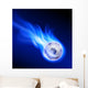 Burning Football Blue Fire Wall Decal