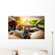Woman behind Wheel Car Wall Decal