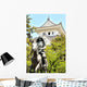 Samurai Statue and Castle Wall Decal