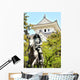 Samurai Statue and Castle Wall Decal
