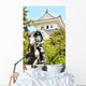 Samurai Statue and Castle Wall Decal