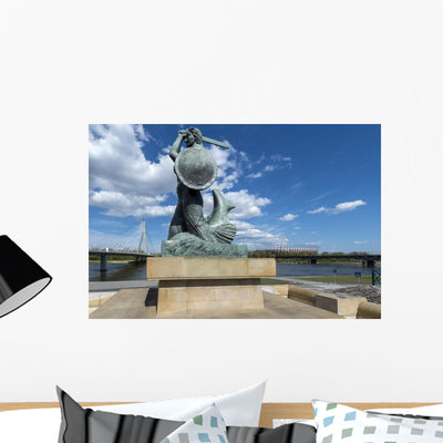 Warsaw Mermaid Called Syrenka Wall Decal shown on a wall