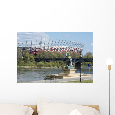 National Stadium and Statue Wall Decal shown on a wall