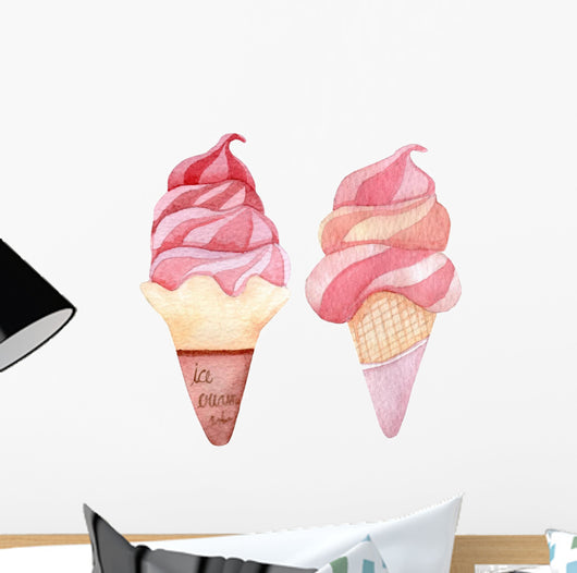 Ice cream watercolor illustration 