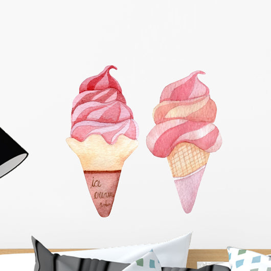 Ice cream watercolor illustration 