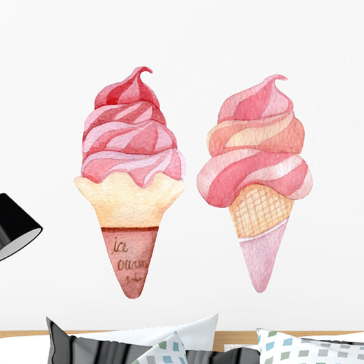 Ice cream watercolor illustration 