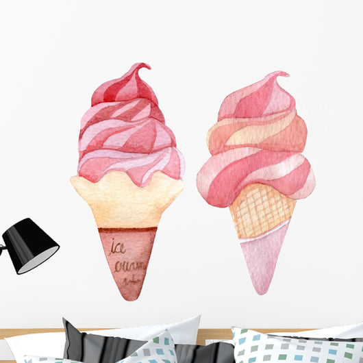 Ice cream watercolor illustration 
