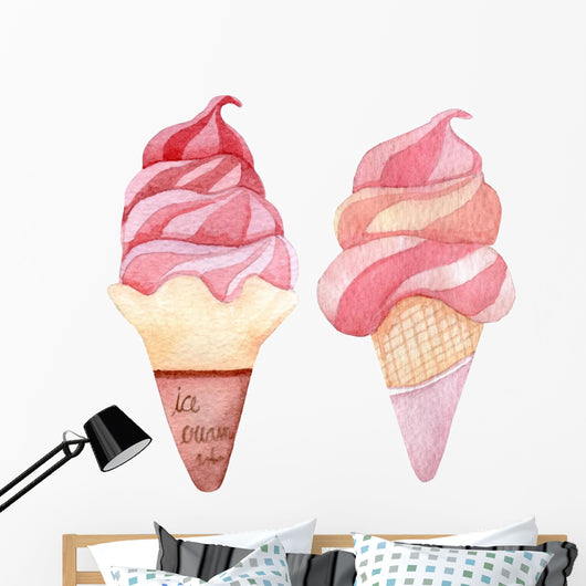 Ice cream watercolor illustration 