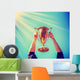 Man Holding up Gold Wall Decal