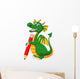 Cartoon Green Dragon Holding Wall Decal