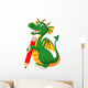 Cartoon Green Dragon Holding Wall Decal