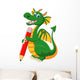 Cartoon Green Dragon Holding Wall Decal
