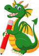 Cartoon Green Dragon Holding Wall Decal