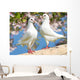 Two White Pigeon Flowering Wall Decal
