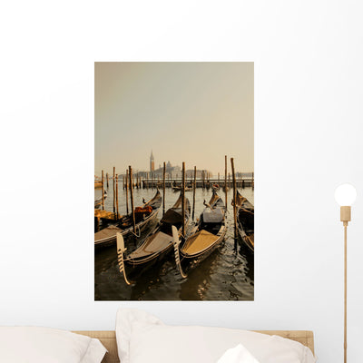 Venice Gondolas Grand Canal Wall Decal shown on a wall