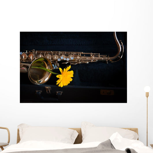 Saxophone with Flower Wall Decal