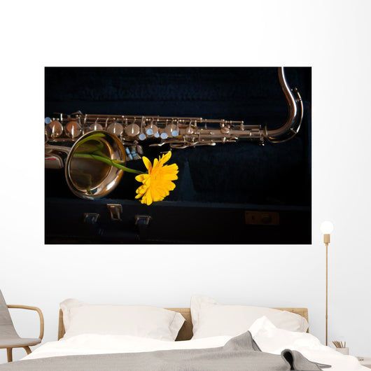 Saxophone with Flower Wall Decal