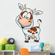 Funny Cow Cartoon White Wall Decal
