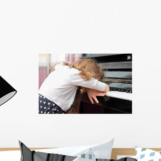 Child Tired Learning Piano Wall Decal