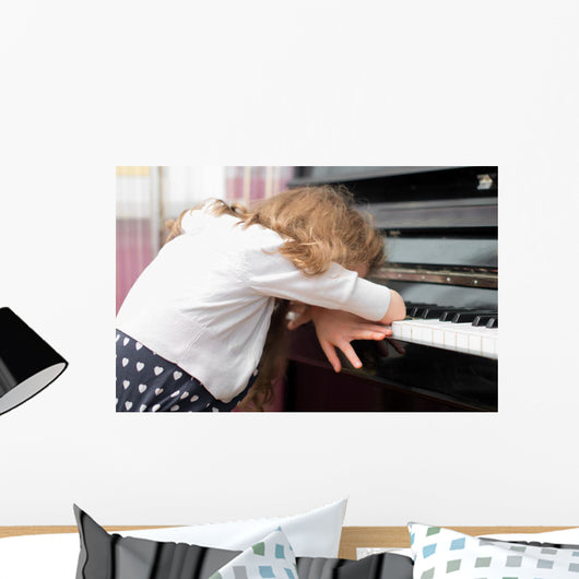Child Tired Learning Piano Wall Decal
