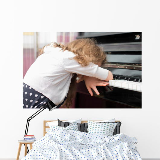 Child Tired Learning Piano Wall Decal