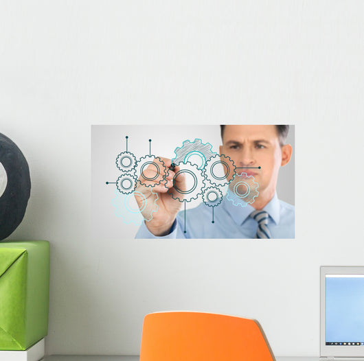 Planning Businessman Showing Database Wall Decal